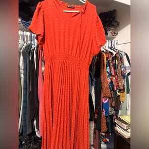 Elegant Red Polka Dot Dress